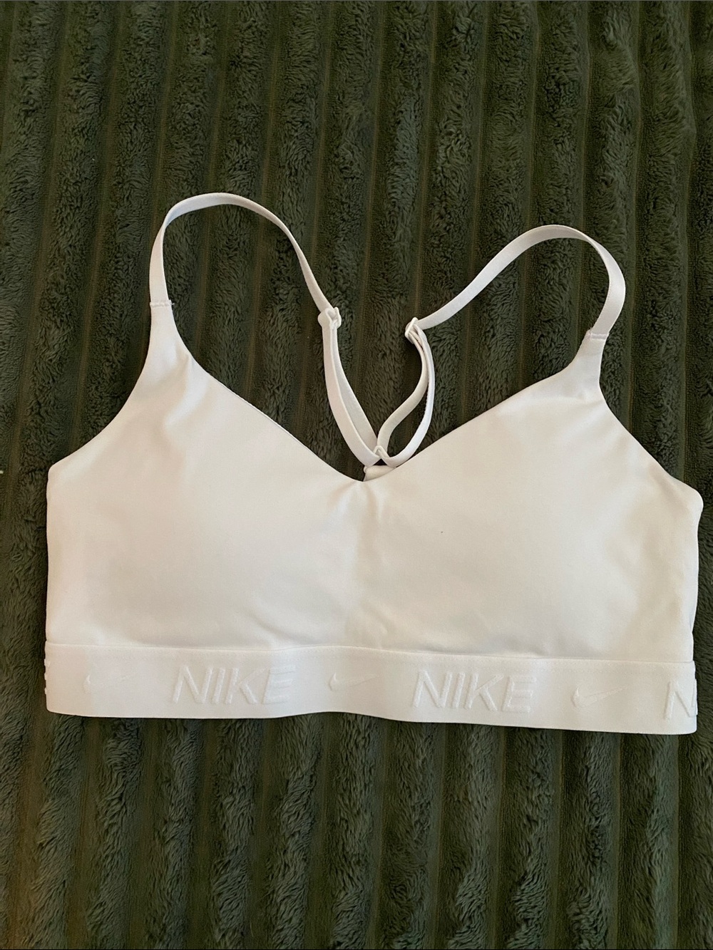 Nike White Light Support Padded Sports Bra
